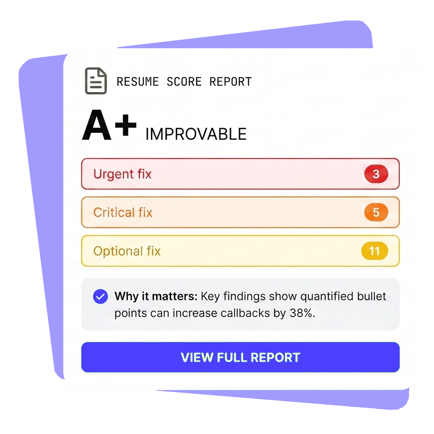 AI resume analysis report.